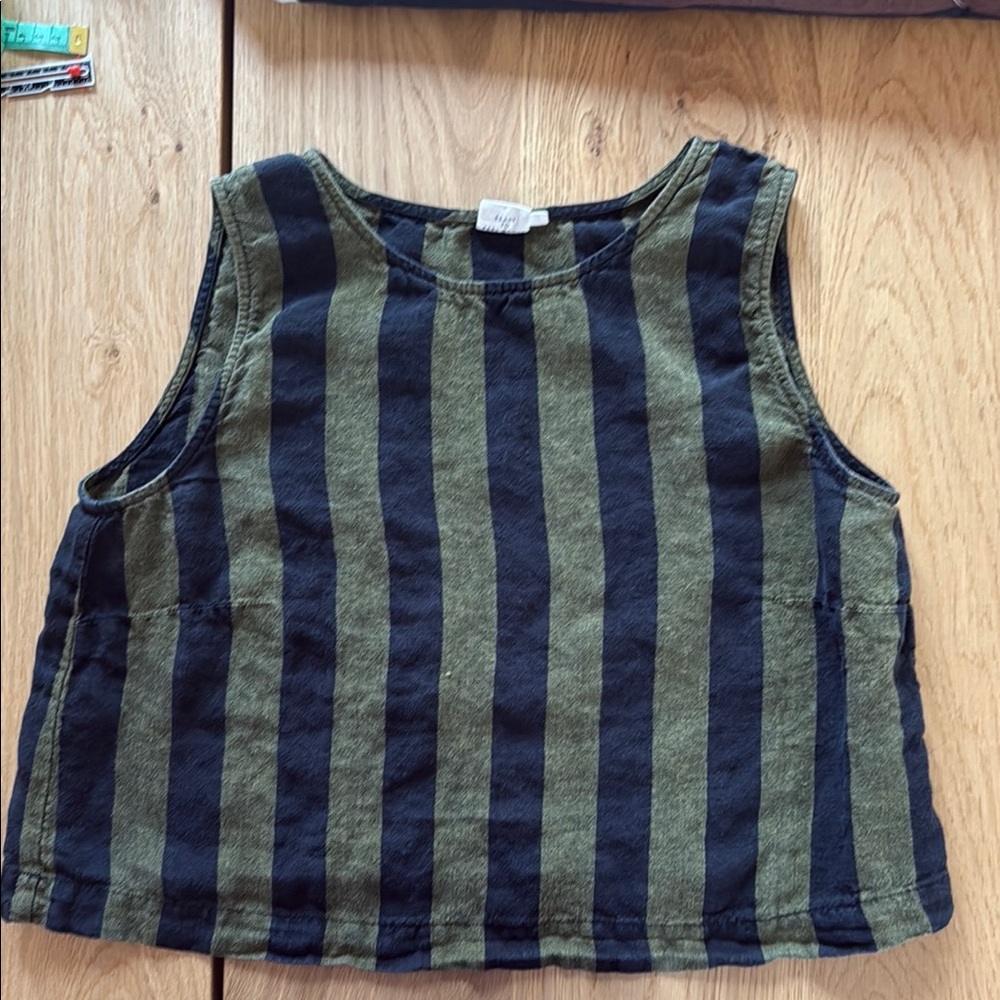 Beyond nine top black&olive stripe